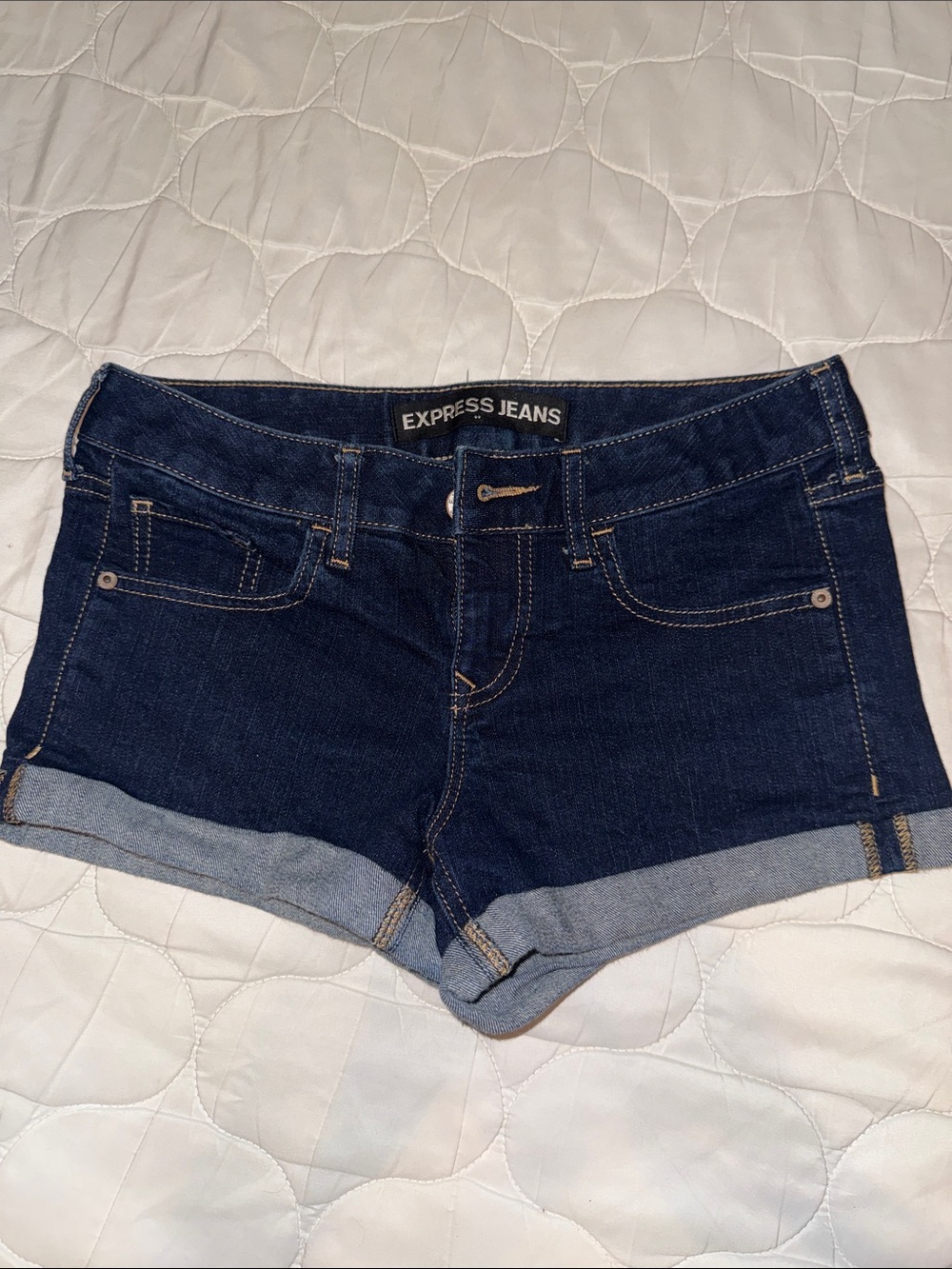 Express Dark Indigo Cuffed Denim Shorts